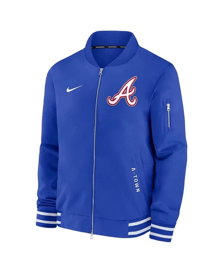 Мужская куртка-бомбер Nike Royal Atlanta Braves Authentic Collection City Connect на полной молнии от Nike royal