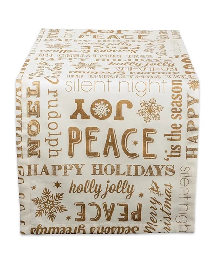 Дорожка Design Imports Christmas Collage, белая/золотая