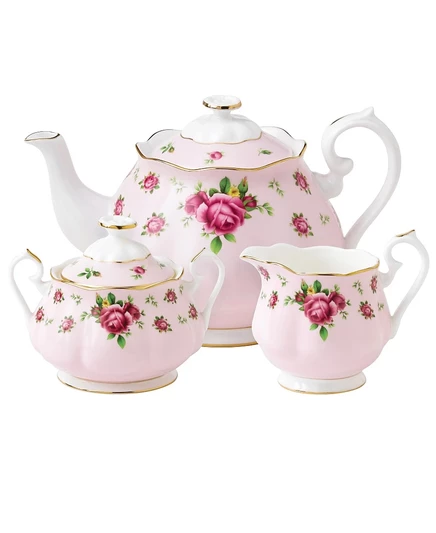 Royal Albert Old Country Roses Розовый винтажный чайный сервиз из 3 предметов без цвета