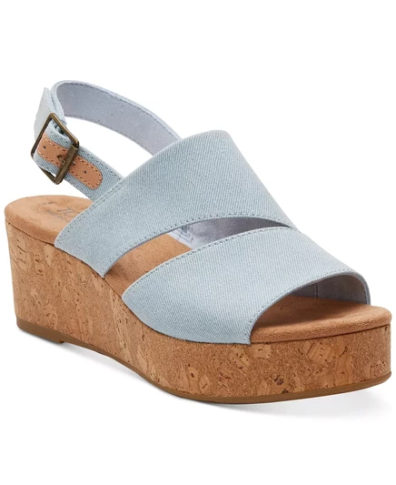  Женские босоножки на пробковой танкетке и платформе Claudine Slingback pastel blue washed denim