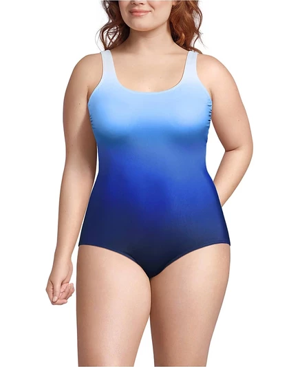 Женский купальник Lands' End Tugless, низкая посадка, синий