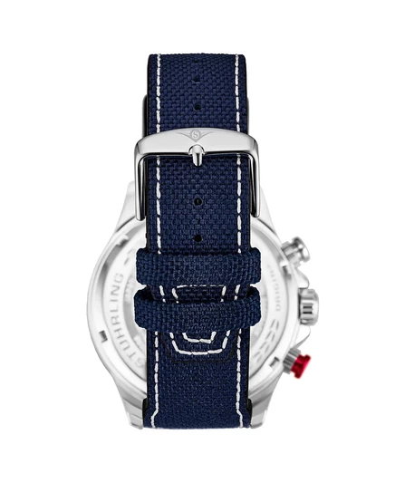 Мужские японские кварцевые часы с хронографом Stuhrling Model 4029 на кожаном ремешке blue