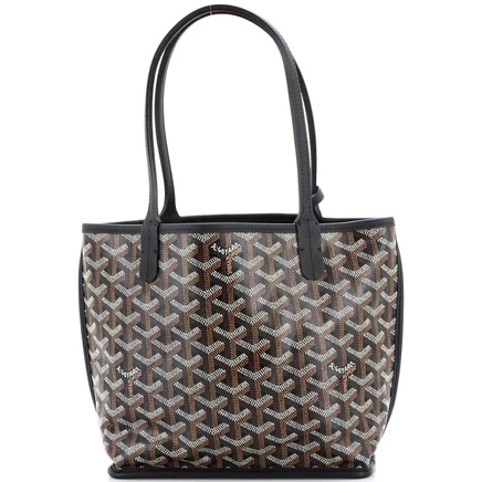 Бывшая в употреблении реверсивная сумка Goyard Mini Anjou из холста с покрытием черного цвета
