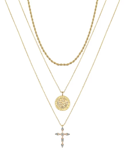 Набор колье Unwritten Saint Christopher с фианитами, золотой