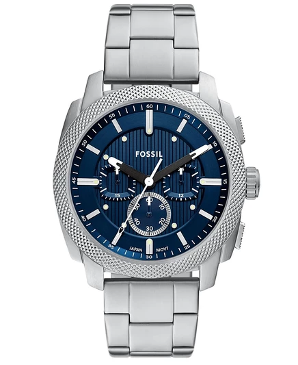 Мужские механические часы Fossil с хронографом из нержавеющей стали, серебристые 44 мм