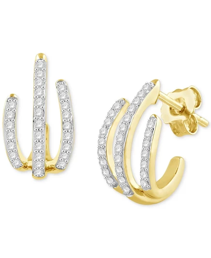 Серьги Macy's Huggie тройные с бриллиантами 1/3 кт, золотистые