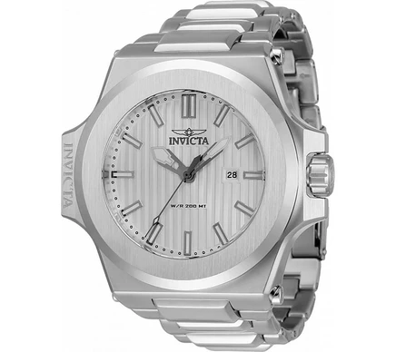 Мужские часы Invicta 34729 Akula Quartz с серебряным циферблатом и 3 стрелками серебристого цвета