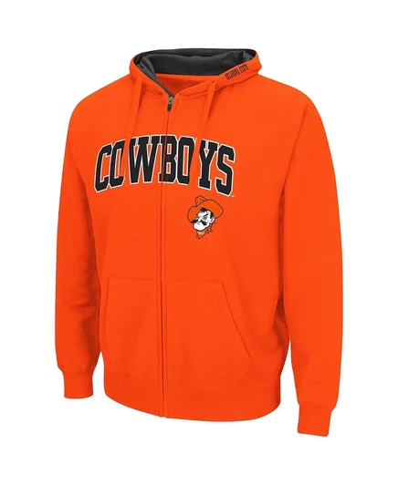 Мужская толстовка Colosseum Oklahoma State Cowboys Arch & Logo 3.0 с капюшоном на молнии orange