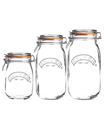 Набор банок Kilner 3 шт. с клипсами 2 л/1,5 л/1 л, коричневые