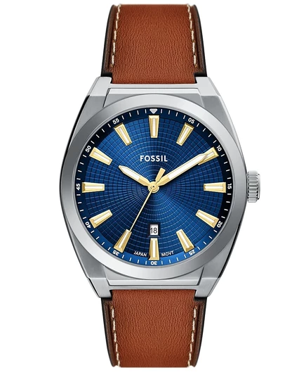 Мужские часы Fossil Everett, кожаные, 42 мм, коричневые