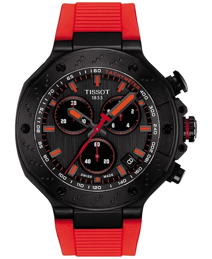 Мужские наручные часы Tissot T‑Race хронограф 45 мм, красный