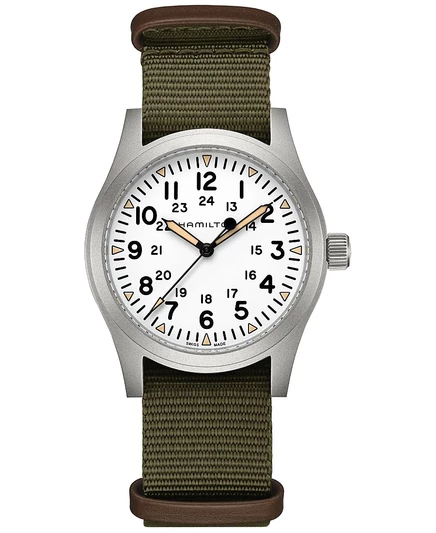 Мужские часы Hamilton Khaki Field, 42 мм, зеленый текстильный ремешок