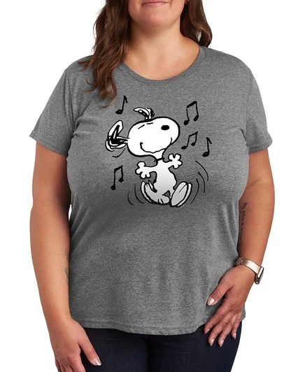 Женская футболка плюс-сайз Hybrid Apparel с принтом Snoopy, серая