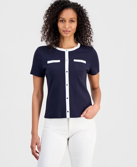 Женский вязаный топ Nautica, хлопковый, синий