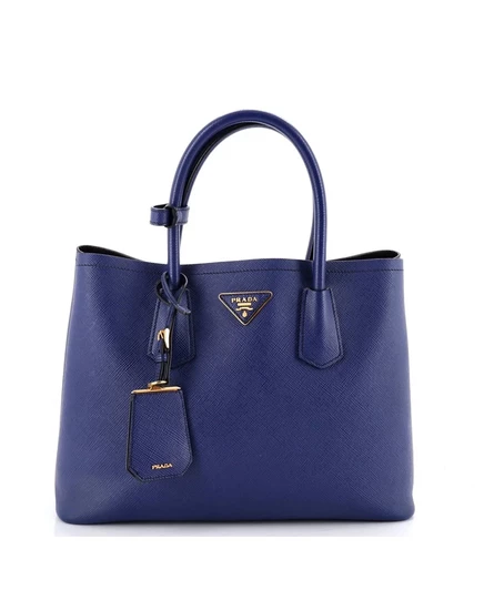 Женская сумка Pre-Owned Prada Double Tote Saffiano, синяя