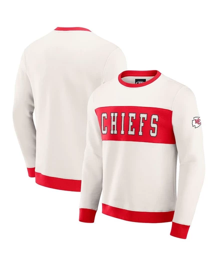 Мужская кремовая толстовка с круглым вырезом Kansas City Chiefs Color Block из коллекции Darius Rucker от бренда Kansas City Chiefs. cream