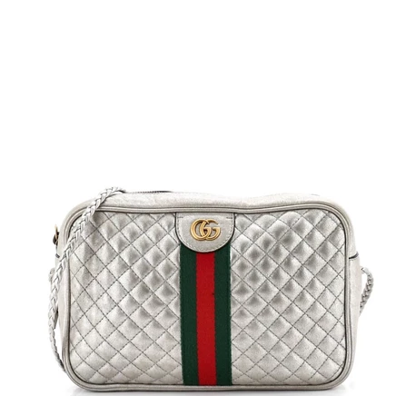 Женская сумка Pre-Owned Gucci Trapuntata, серебристая