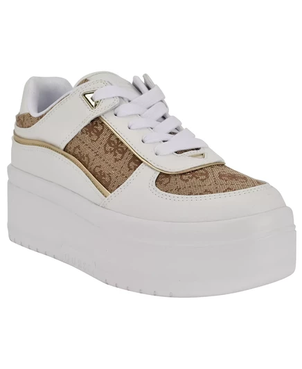 Женские кроссовки на платформе Ridgee на шнуровке white/medium brown logo