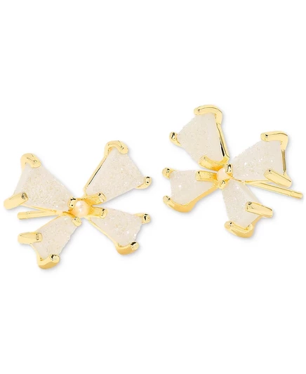 Золотые серьги-гвоздики-бантики Kendra Scott из смеси металлических бусин и культивированного пресноводного жемчуга (2 мм)