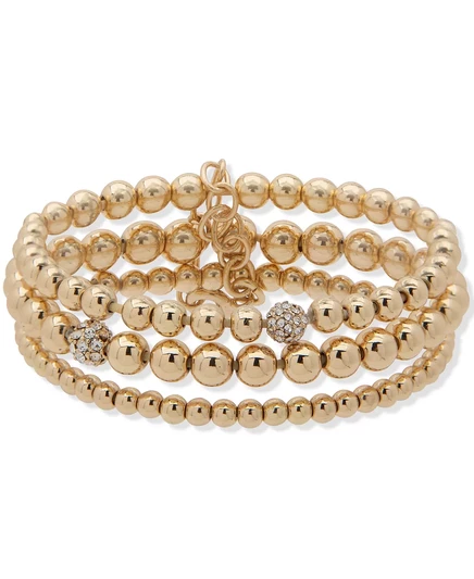 Золотые браслеты Anne Klein, 3 шт. Набор эластичных браслетов из Паве 