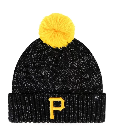 Женская вязаная шапка 47 Brand Pittsburgh Pirates с помпоном, черная