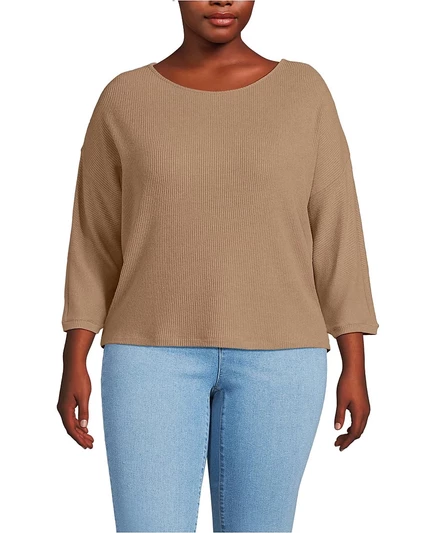 Женский топ Lands End Plus Size долман 3/4, коричневый