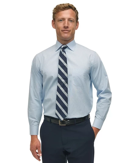 Мужская рубашка Brooks Brothers без глажки, микро-узор, синяя