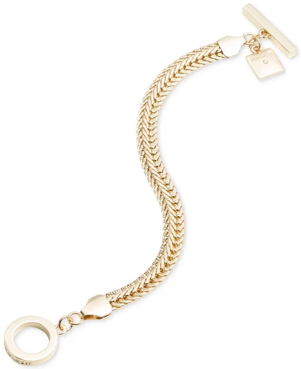 Золотой браслет-тумблер на плоской цепочке Anne Klein золотого цвета