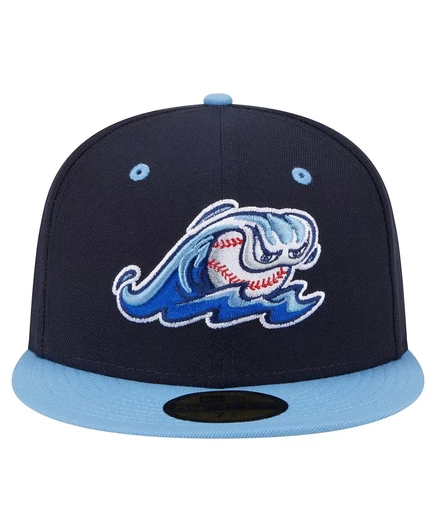 Мужская темно-синяя/светло-голубая шляпа New Era из коллекции West Michigan Whitecaps Authentic 59, приталенная шляпа в пол navy, light blue