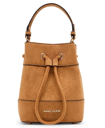 Женская сумка Anne Klein мини‑ведро, иск. замша, коричневая