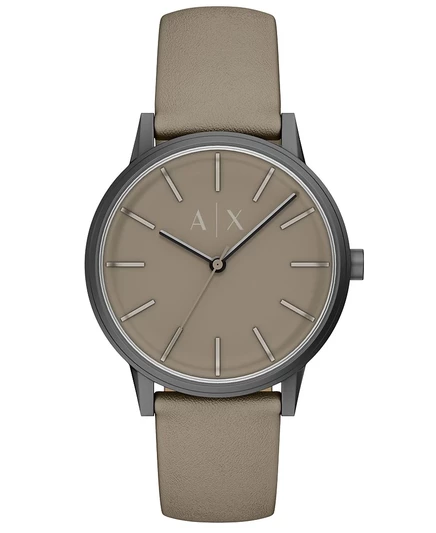 Мужские часы Armani Exchange 42 мм на кожаном ремне, серые