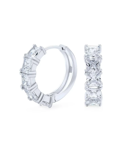 Серьги-кольца Bling Jewelry с цирконием, серебряные