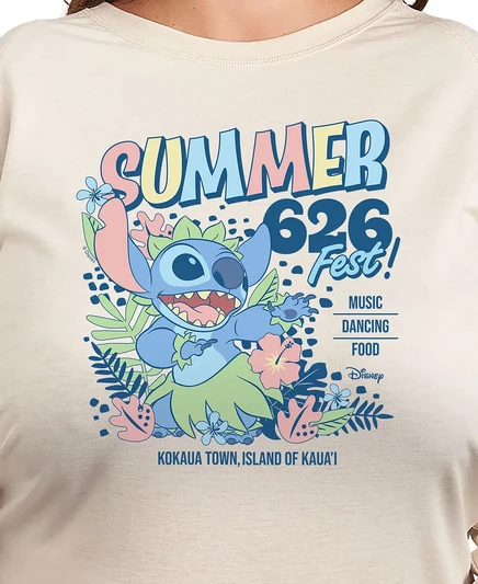 Гибридная одежда Плюс размер летних футболок-пуловеров Lilo и Stitch 626 beige/khaki