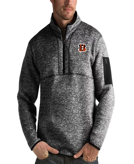 Мужская куртка-пуловер на молнии Antigua Heather Black Cincinnati Bengals Fortune heather black