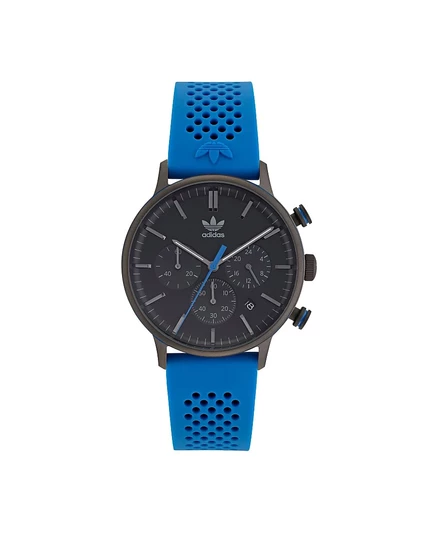 часы adidas Unisex Chrono Code One Chrono Blue с силиконовым ремешком 40 мм синего цвета