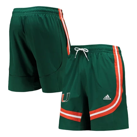 Мужские зеленые шорты Adidas Miami Hurricanes Swingman для баскетбола AEROREADY от Adidas green