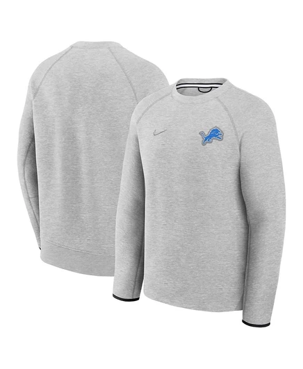 Мужская толстовка-реглан Nike Heather Grey Detroit Lions из технологичного флиса серого цвета