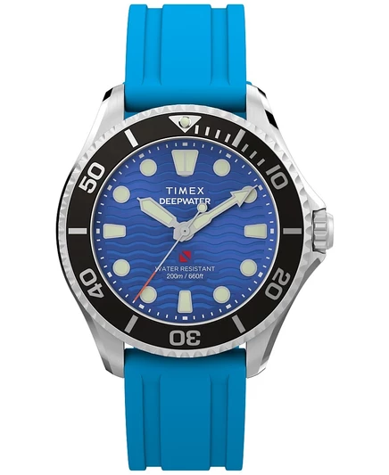 Мужские кварцевые аналоговые часы Timex из каучука HNBR синего цвета, 38 мм, синие