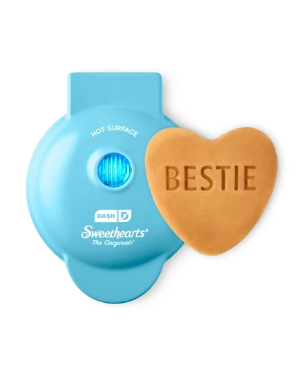 Мини-вафельница Dash Bestie сердечная, синяя