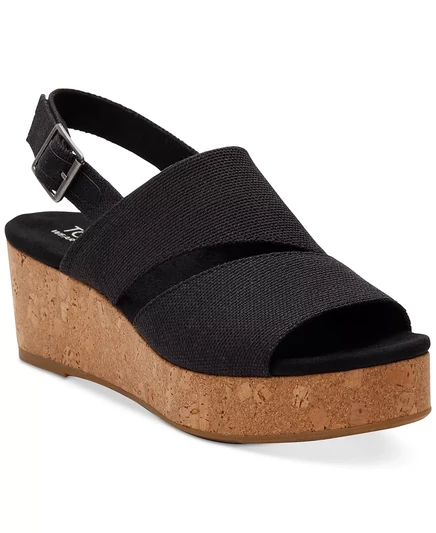  Женские босоножки на пробковой танкетке и платформе Claudine Slingback black melange woven