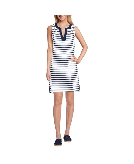  Миниатюрное платье из хлопчатобумажного джерси с вырезами на шее navy/white breton stripe