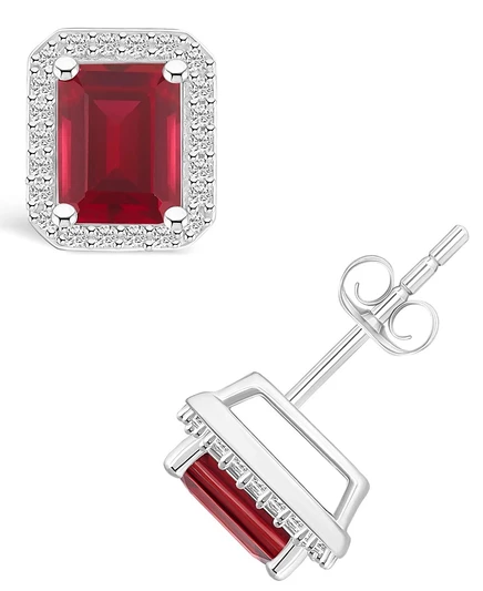 Серьги Macy's, лабораторный рубин, белое золото, рубиновые