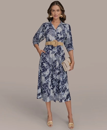 Женское платье-рубашка Donna Karan New York, миди, синее