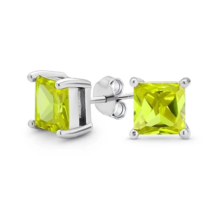 Серьги-пусеты Bling Jewelry, серебристо-зеленые