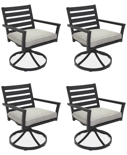 Набор вращающихся кресел Astaire Outdoor из 4 предметов, созданный для Macy's oyster light grey