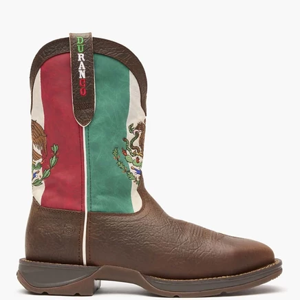 Мужские ботинки Durango Rebel by Steel Toe в западном стиле с мексиканским флагом коричневого цвета