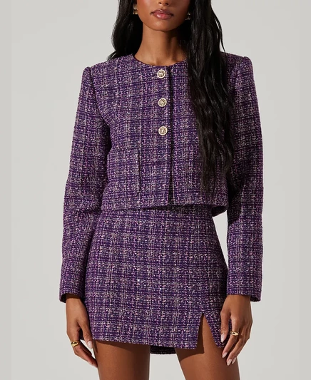  Женский твидовый пиджак Lyssa purple black