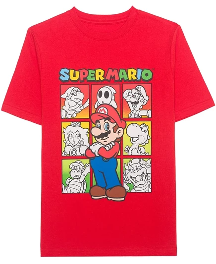 Мальчиковая футболка Mario Bros с панелями, красная