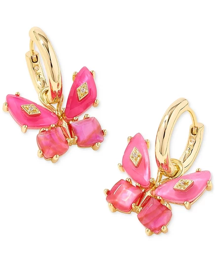 Женские хагги-серьги Kendra Scott 14k позолота с бабочкой, розовые