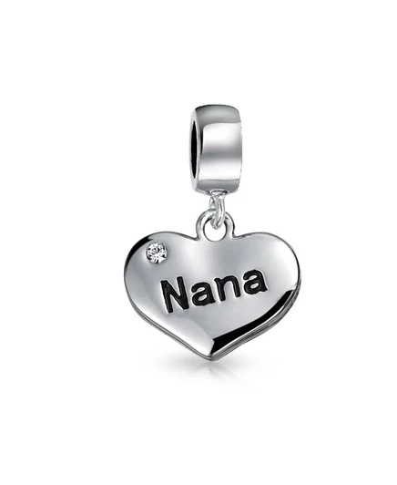 Шарм Bling Jewelry Nana сердечко из серебра 925, серебристый
